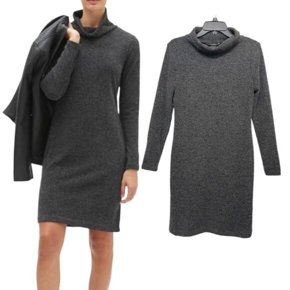 BANANA REPUBLIC Turtleneck Long Sleeve Sweater Dress in Gray Size S - Picture 1 of 5